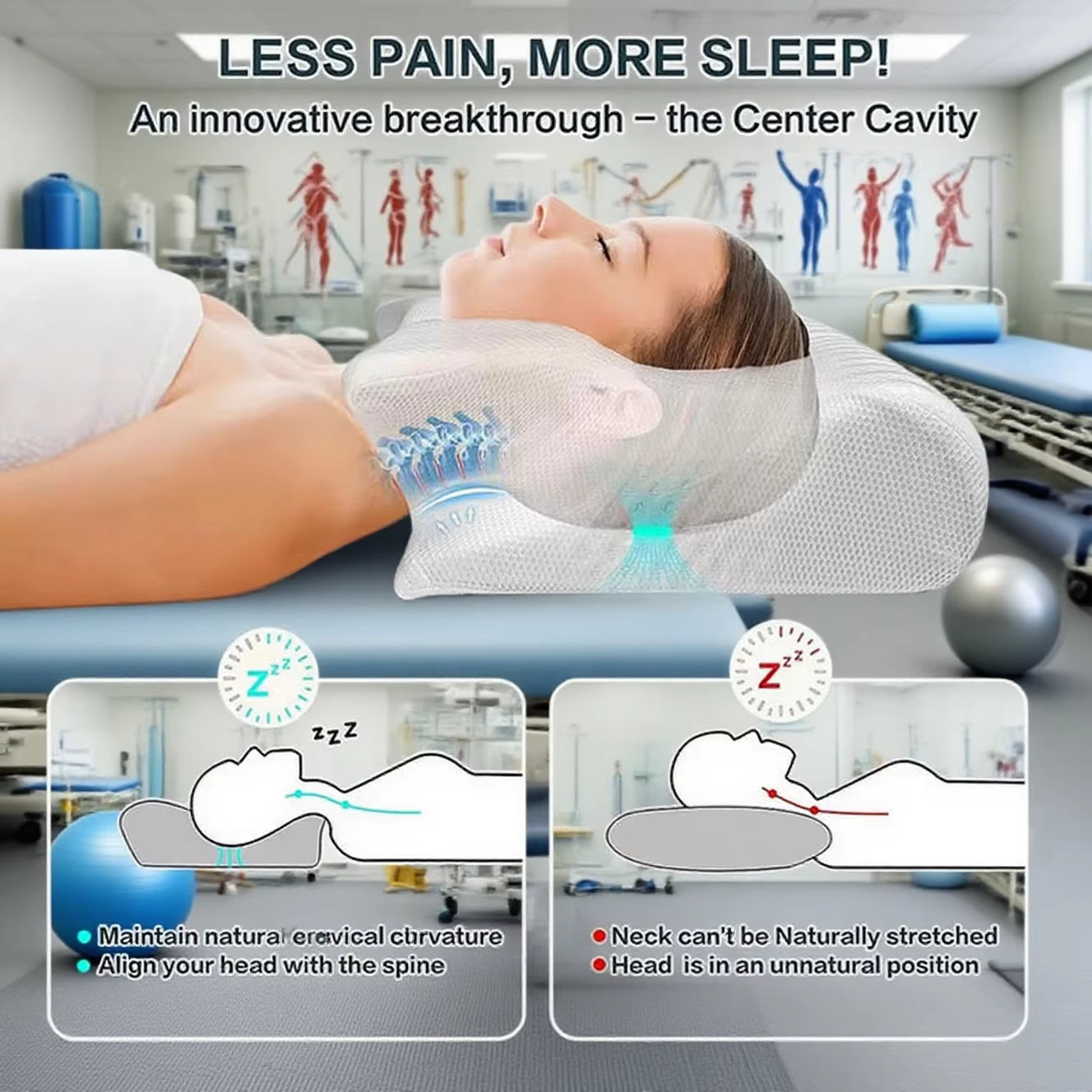 2026 Memory Foam Pillow for Neck Sleep Support Cervical Spine Pain Relief Snoring Reduction Comfortable Sleep anti Snore Pillow